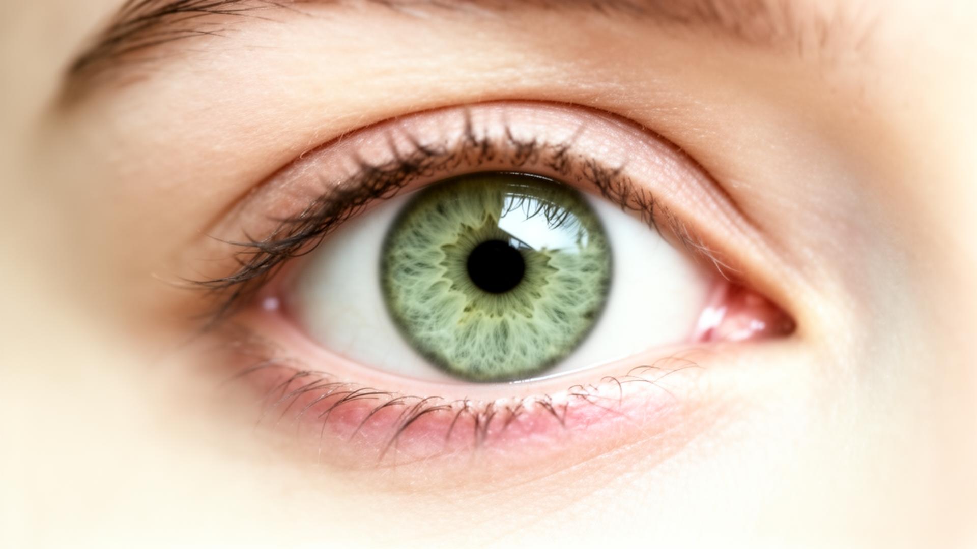 Close-up de um olho verde representando a precisão da oftalmologia